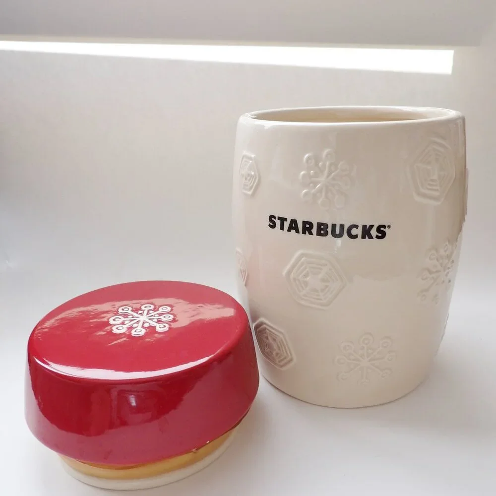 Starbucks 2011 Snowflake Holiday Canister Cookie Treat Jar with Sealed Lid - Picture 2 of 11